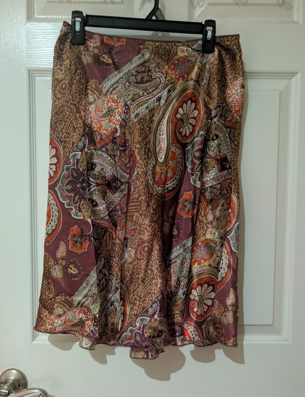 Pierre Cardin Brown and Rust Paisley A-Line Skirt